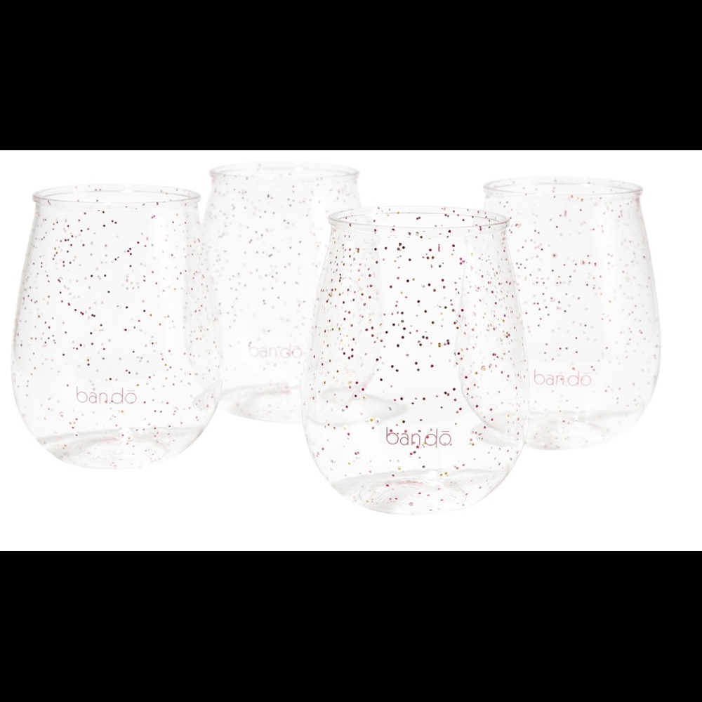 Set of four Band.o acrylic glittery wine cups